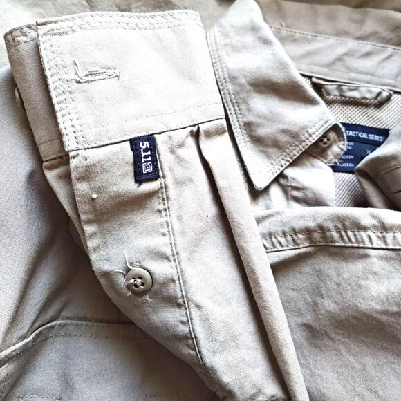 5.11 Tactical Series Long Sleeve Cotton Button Up Shirt Khaki size XL - Picture 4 of 4